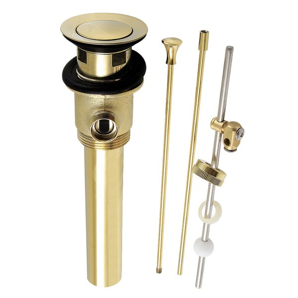 Kingston Brass Brass PopUp Drain with Overflow and Extra Long PopUp rod, 22 Gauge, Polished Brass KBT2122